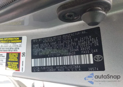 2023 Toyota Camry Le from USA, damaged, VIN 4T1C11BK1PU088439